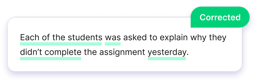 Grammar incorrect example
