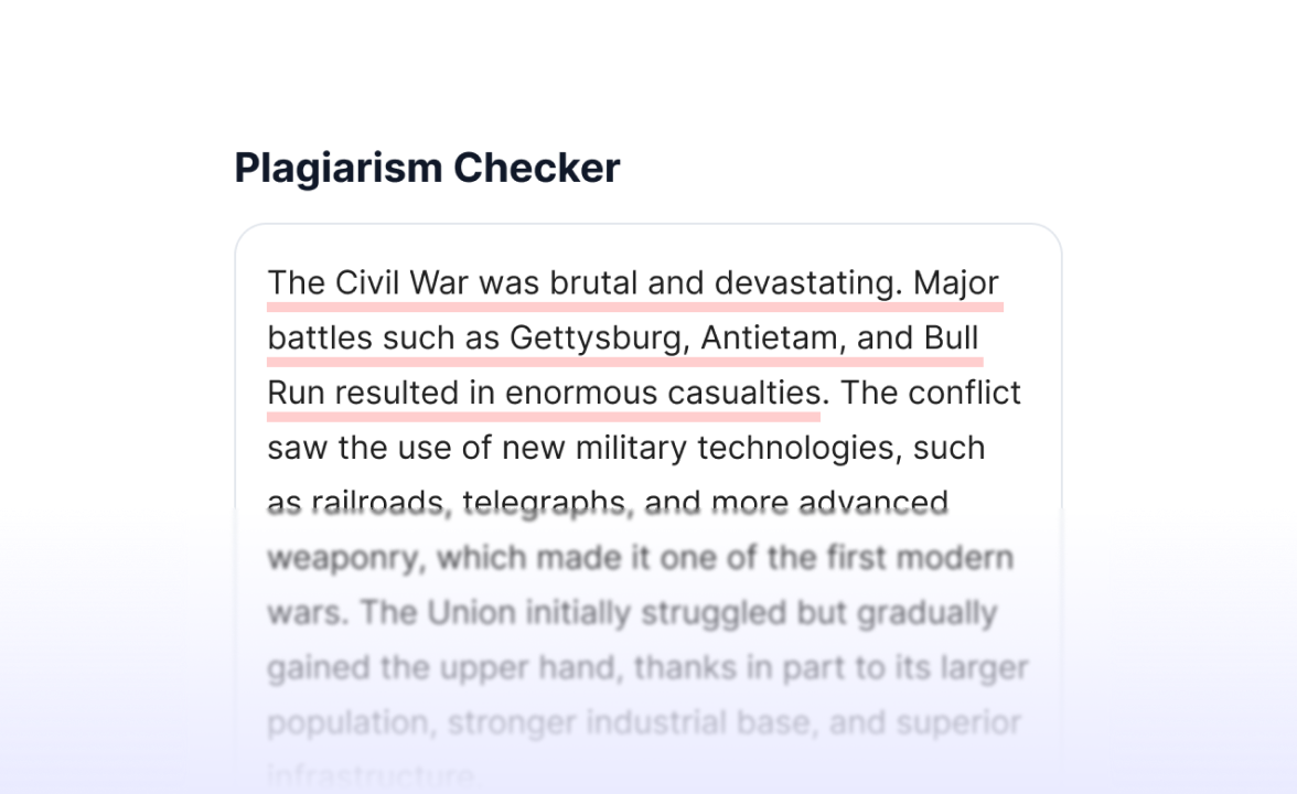 Plagiarism checker interface